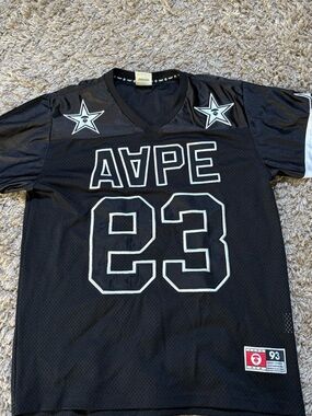 Men’s AAPE Black 93 Football Jersey, Size Medium